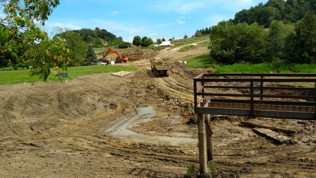 Haul truck with dirt load