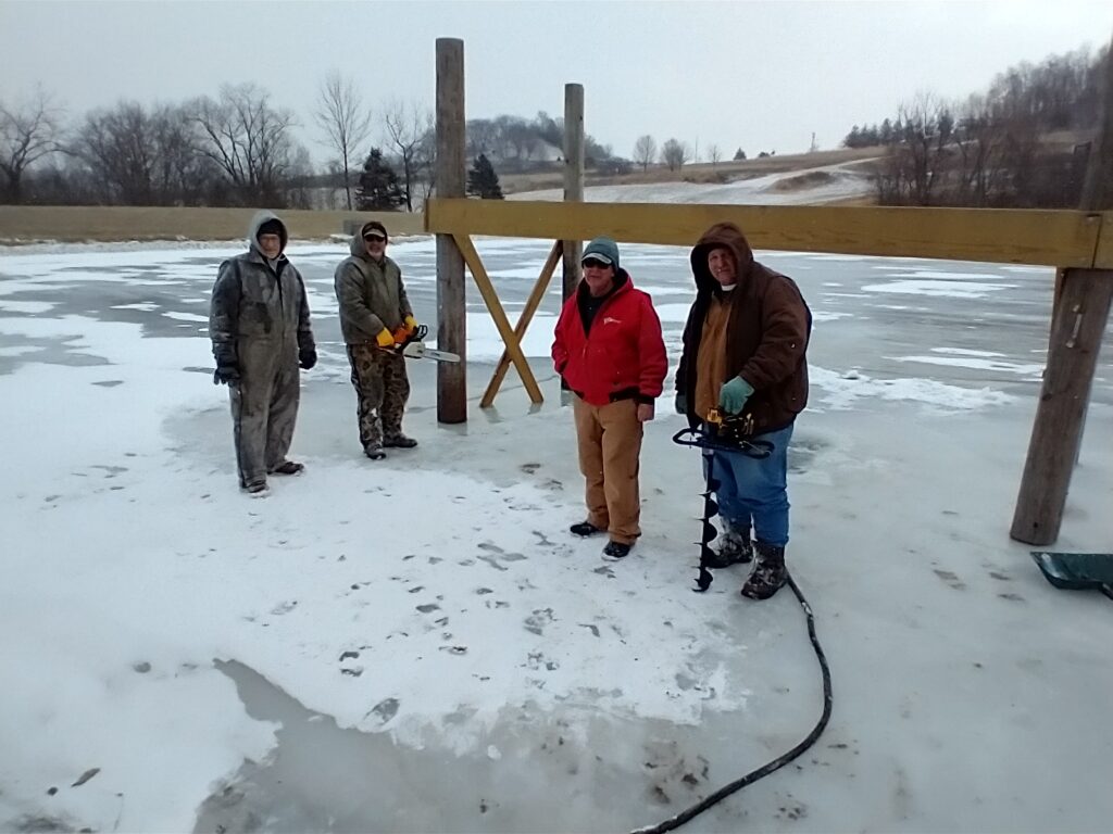 Work crew at dock.