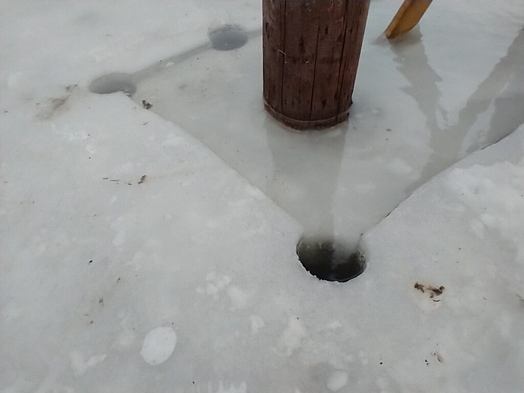 Ice settled 2 inches
