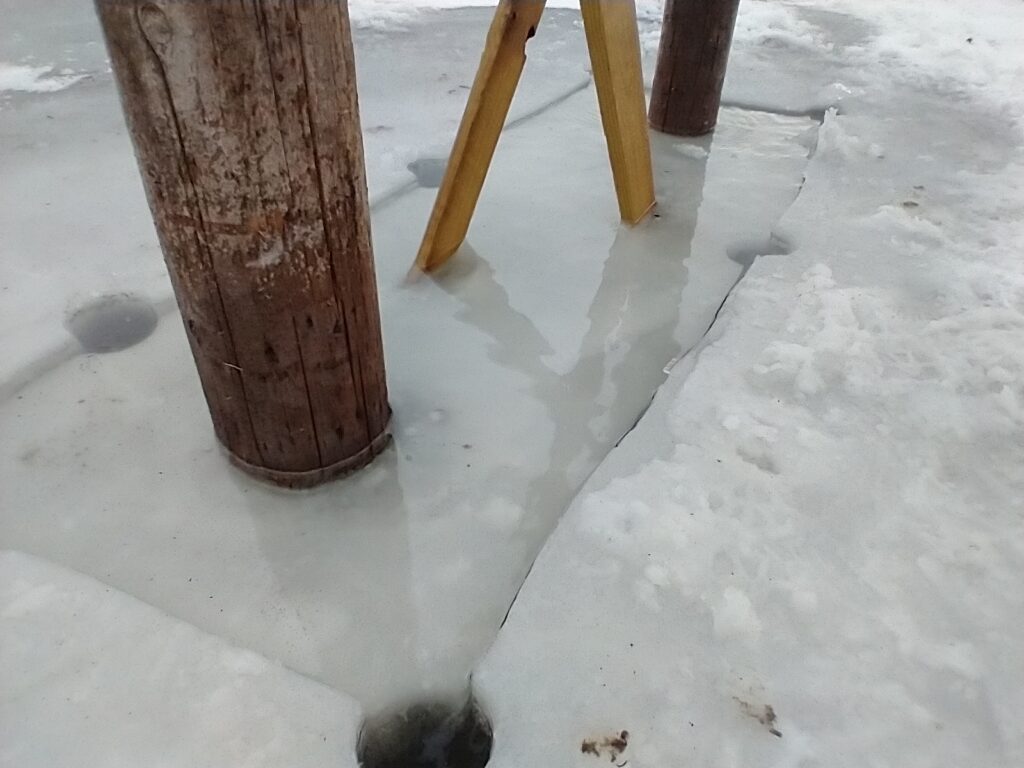 Ice settled 2 inches